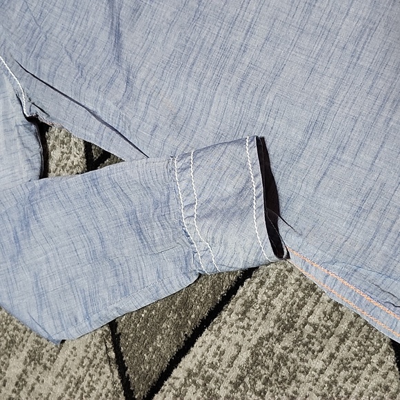 BUCKLE BLACK NO. 48 TAILORED FIT PEARL WHITE SNAP-BUTTON LONG-SLEEVED SHIRT M - Picture 12 of 14